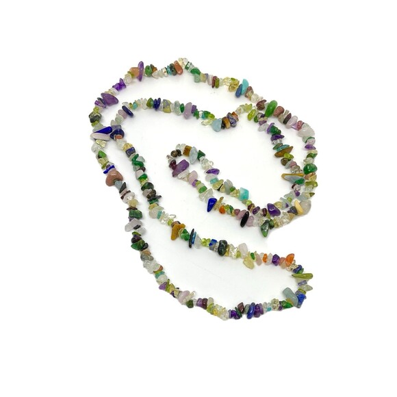 Multi Gemstone Necklace with 263 Ctw of Gemstone Chips ( L 36”) - Picture 3 of 5